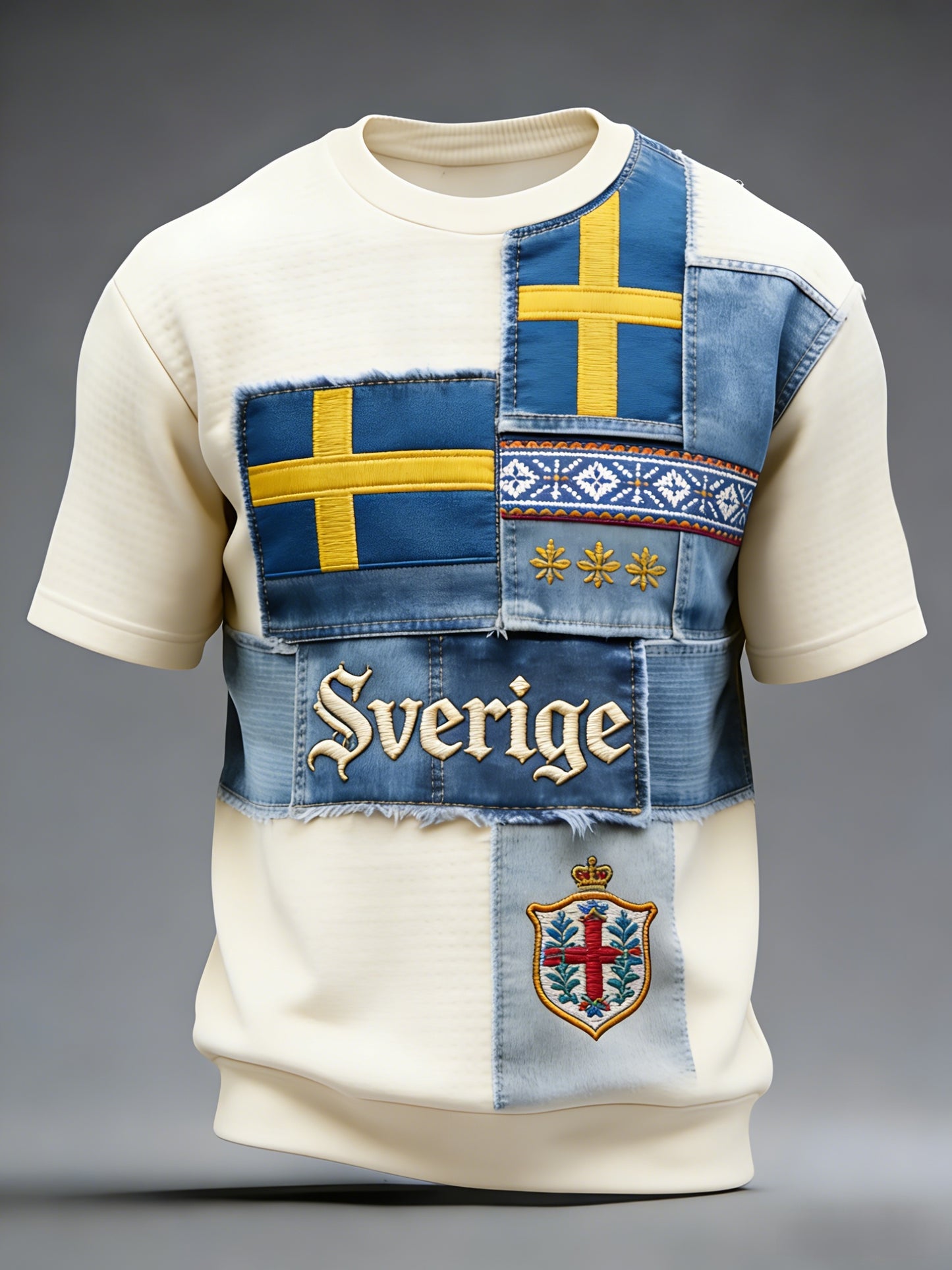 Retro viking svensk flagga märke avslappnad kortärmad t-shirt