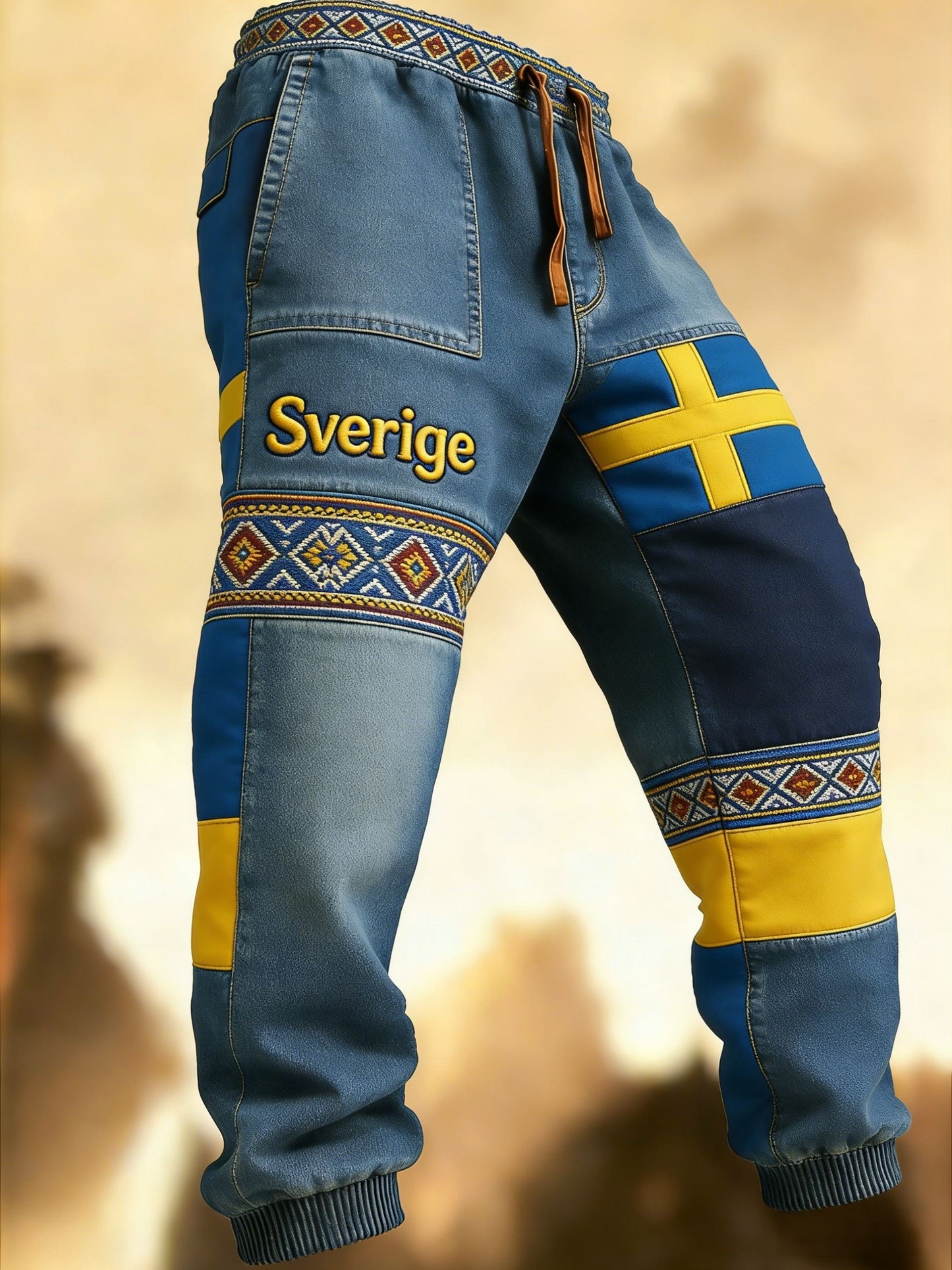 Herr Retro Viking Svensk Flagga Märke Fritidshusor
