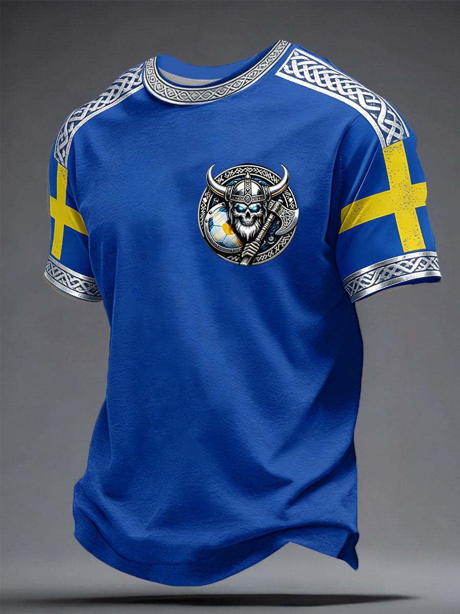 Herrtröja i vikingastil från Sverige med fotbollsmotiv och tryck