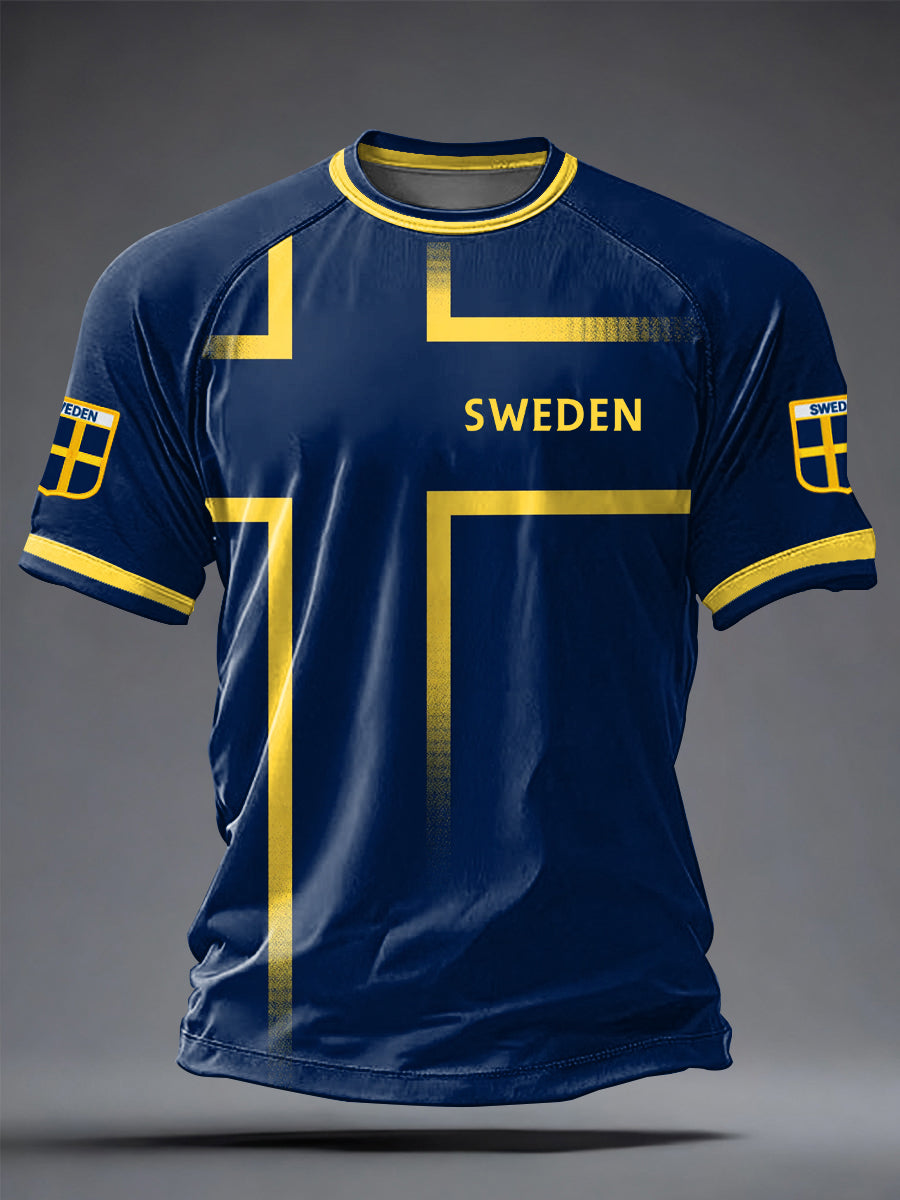 Mäns svensk fotboll Tryck Casual korta ärmar t-shirt