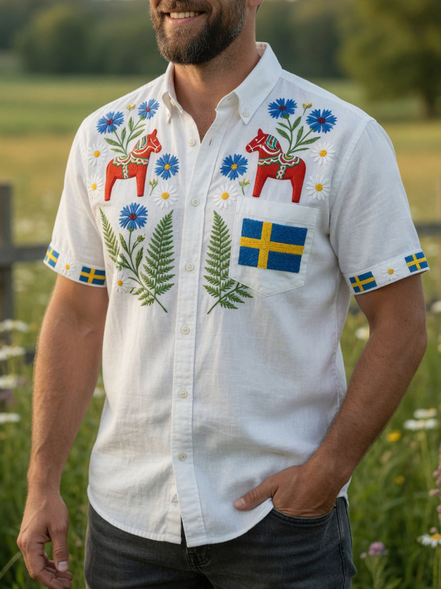 Retro midsommarfest konsttryck avslappnad tröja