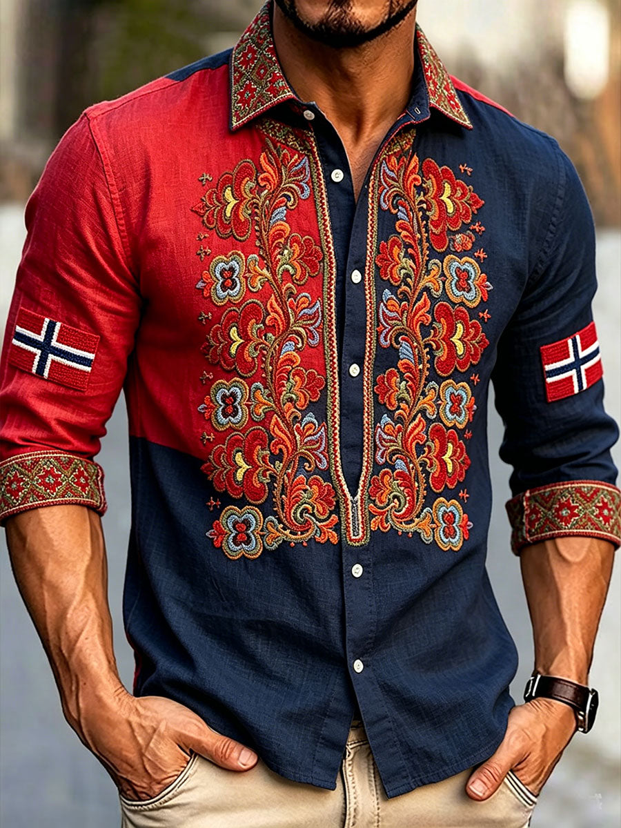 Mannens skandinaviske stil Norge kunsttrykk lin-skjorte