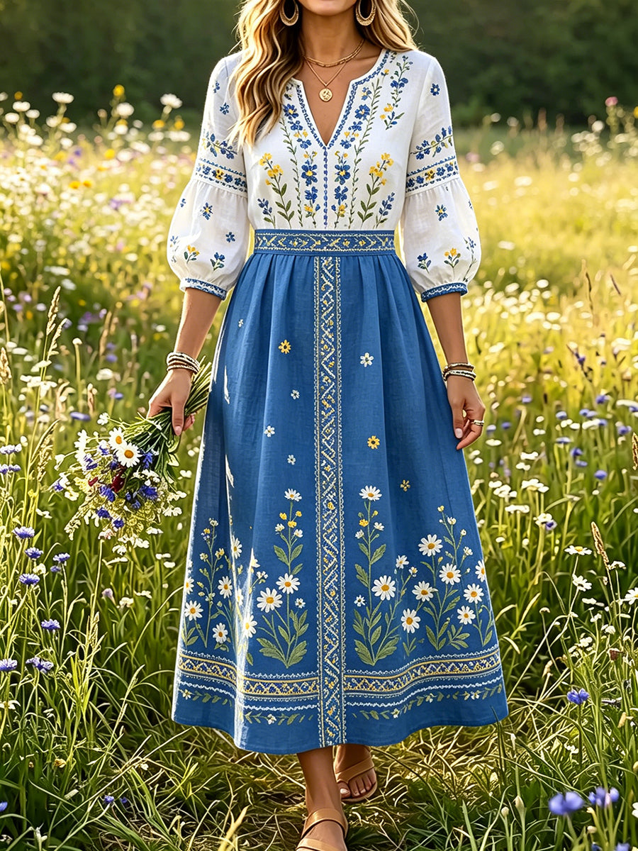 Damsommarklänning med blommönster