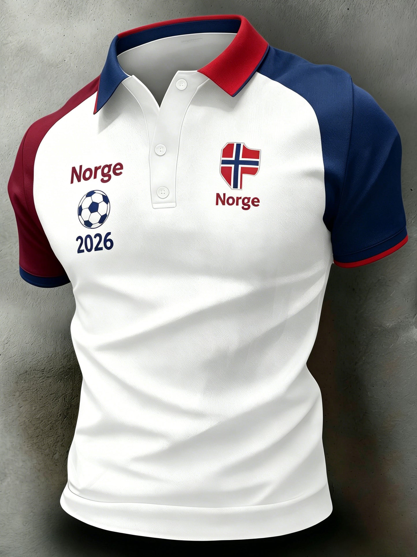Herrers fotballkamp-heiseprent med kortermet poloskjorte