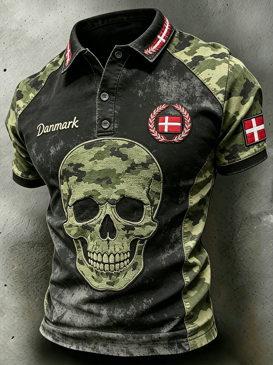 Mænds Camouflage Polo skjorte med nødstedt print