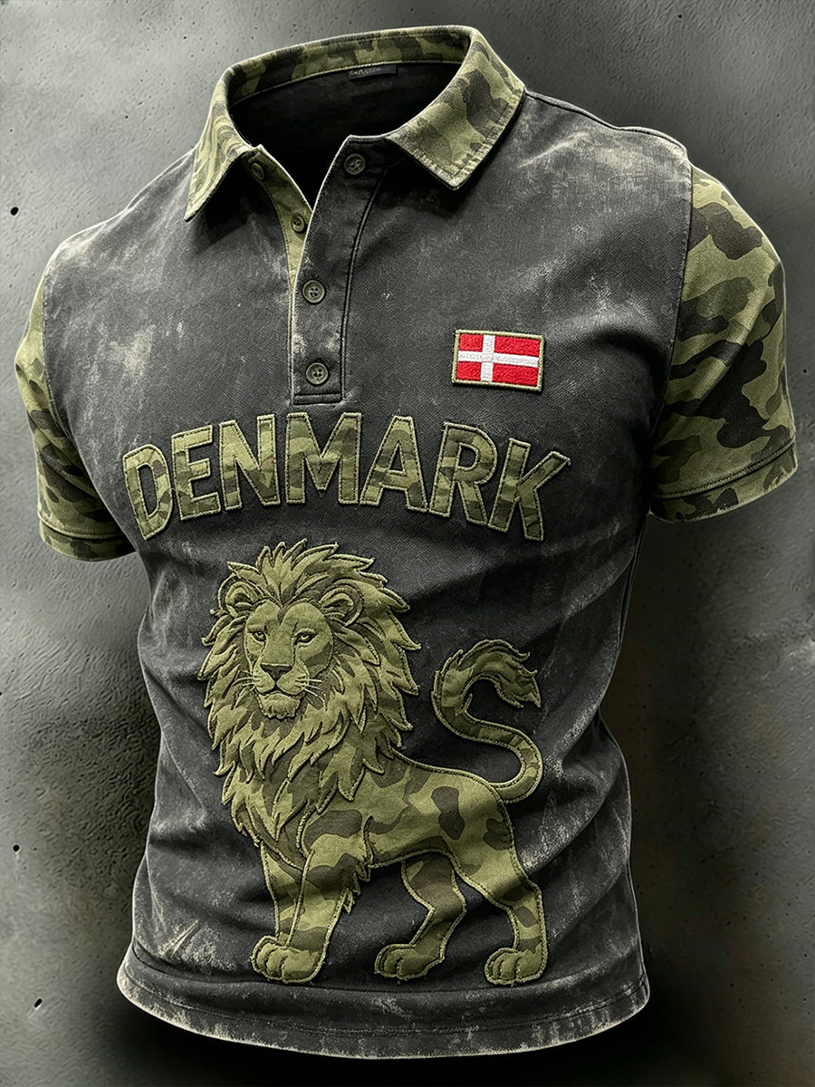 Mænds lidt camouflage Løve Print Polo skjorte