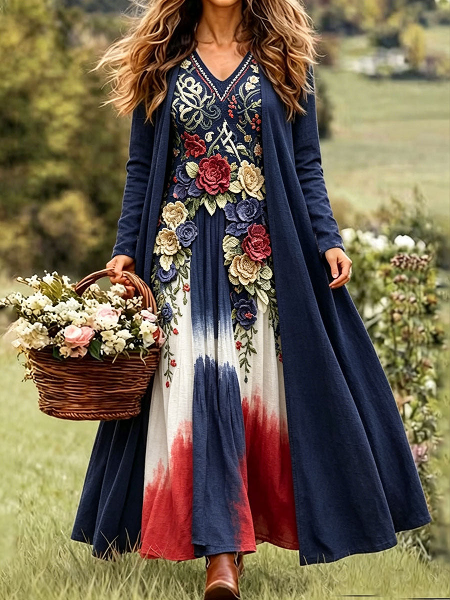 Damestøy i skandinavisk stil med nordisk blomstermotiv og trykk