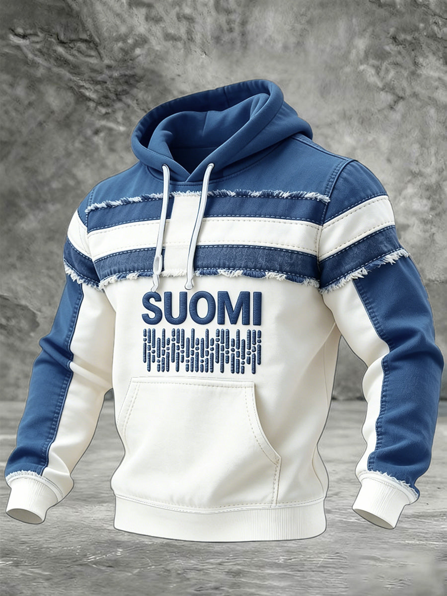 Miesten Finland Suomi 3D Patchwork Tulosta vapaa huppupaikka