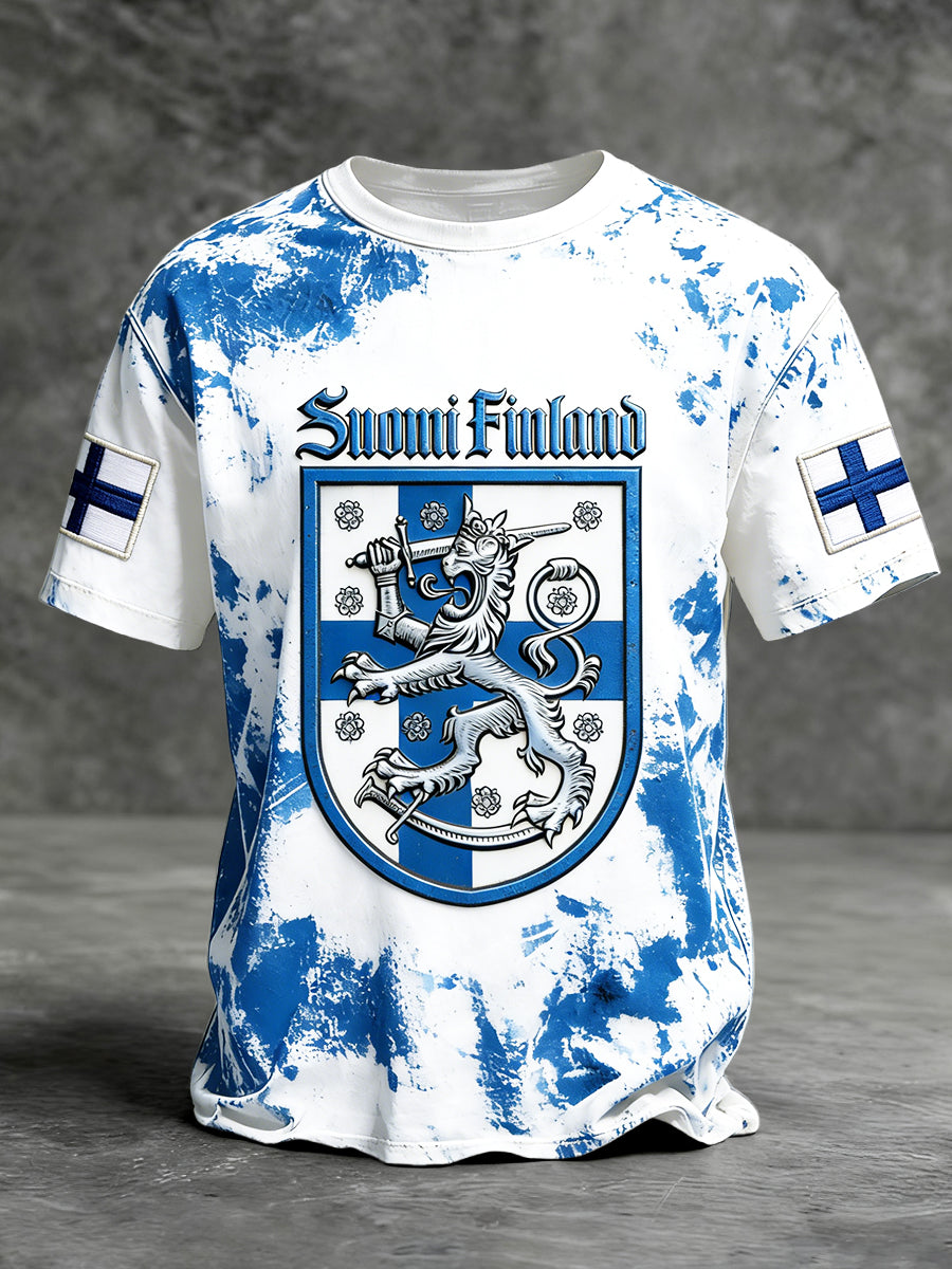Miesten suomalainen Suomi Vintage Print Casual T-paito