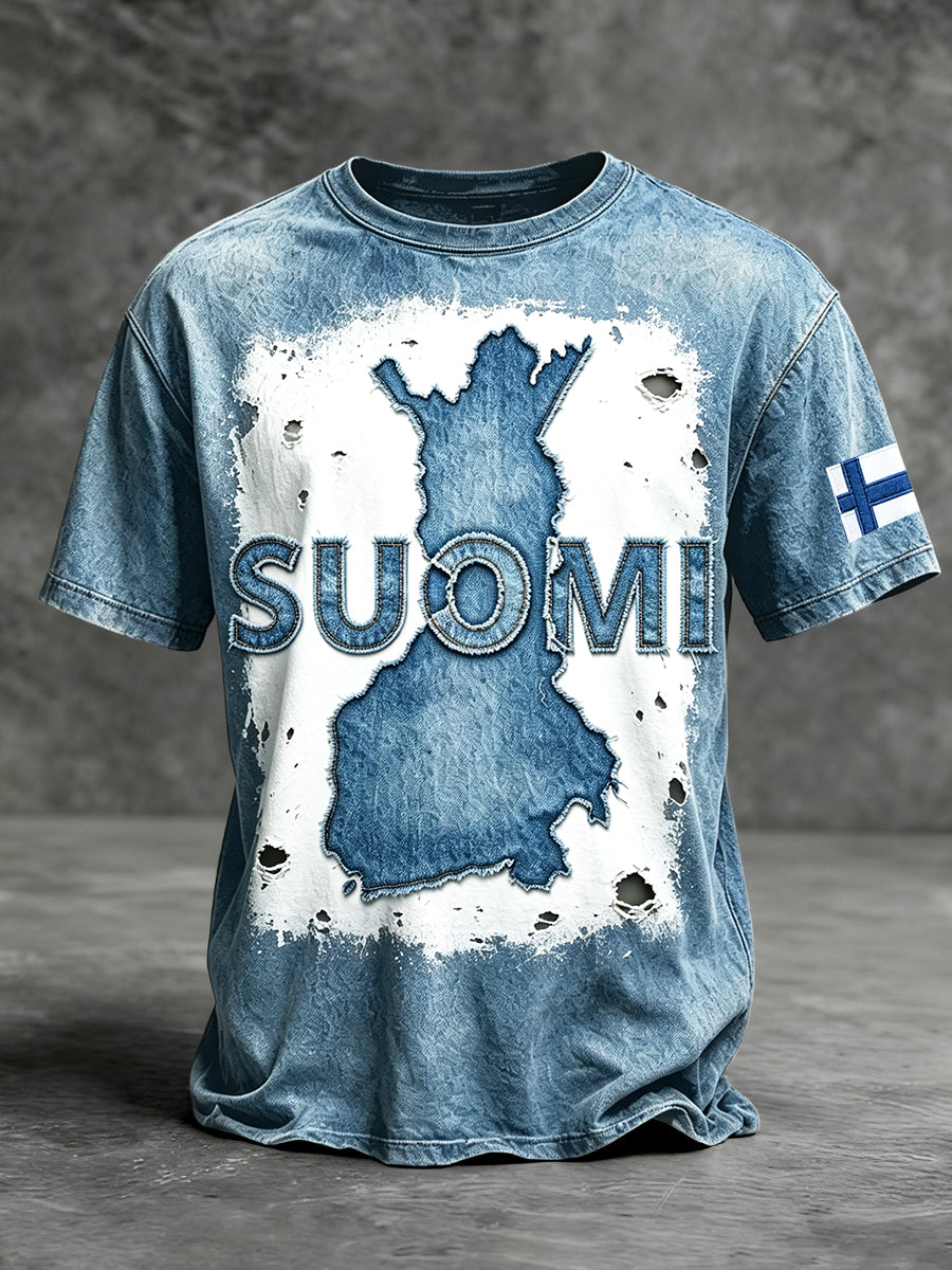 Miesten sininen suomalainen Suomi Denim-tyylinen Hätäpaito