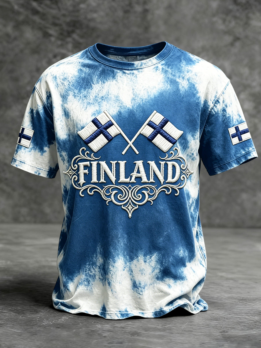 Miesten suomalainen Vintage Print Casual T-paito