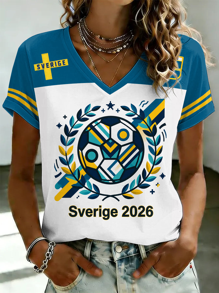 Damtröja i svensk fotboll med tryckt V-ringning