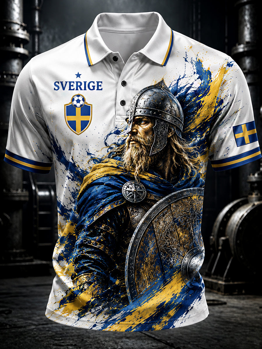Retro svensk fotbollsfan-konsttryck avslappnad tröja
