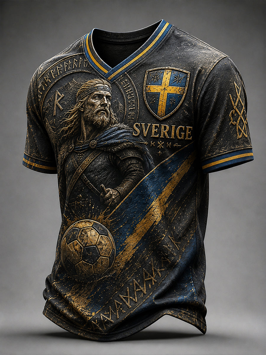 Retro svensk fotbollsfan-konsttryck avslappnad tröja