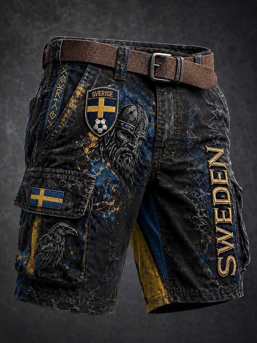 Retro Svensk fotbollsfan Art Print Casual Shorts