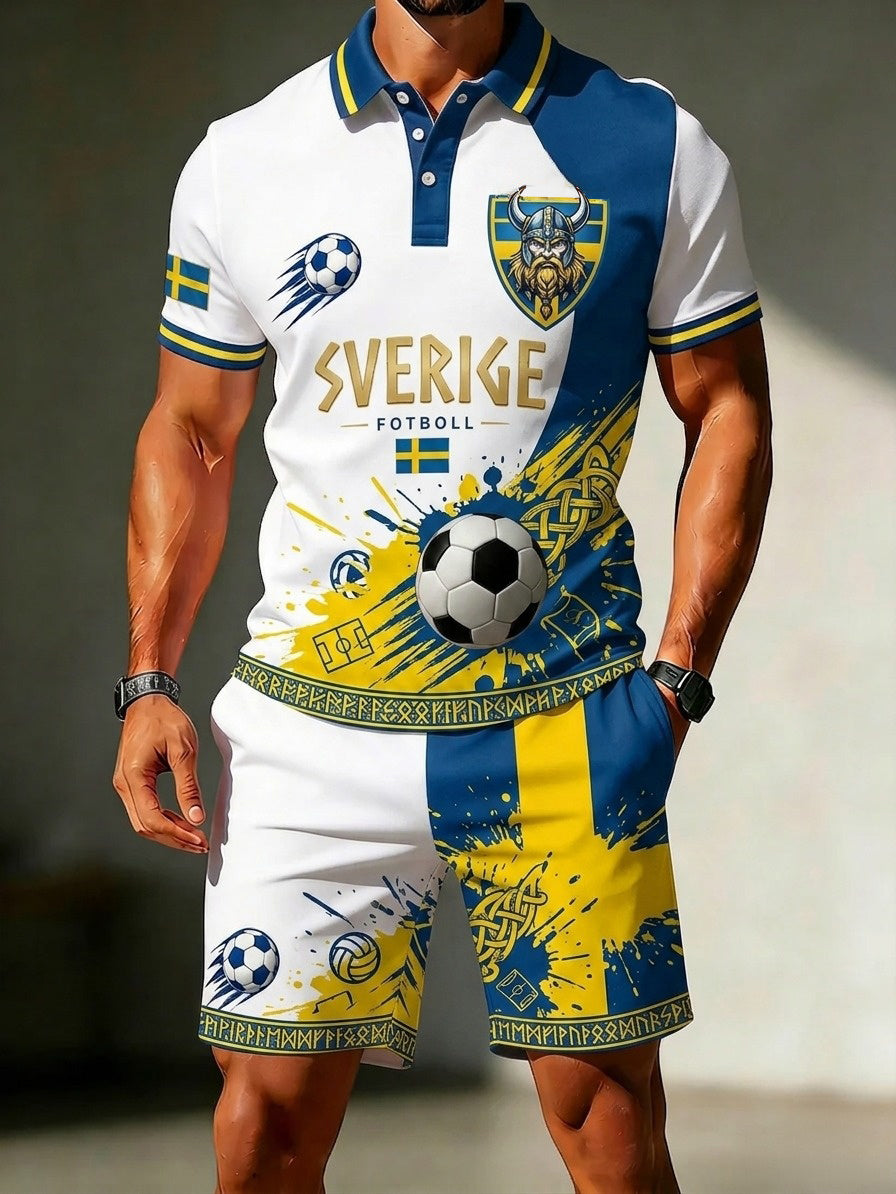 Retrosvenska fotbollsfanor-märkesavslappnade polotröjsätt
