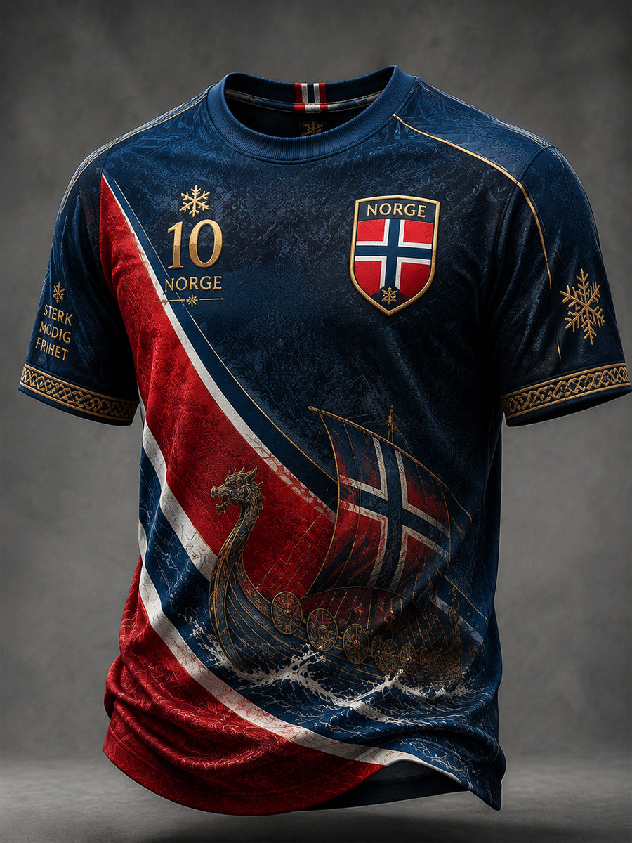 Retro norsk kunst avslappet t-skjorte