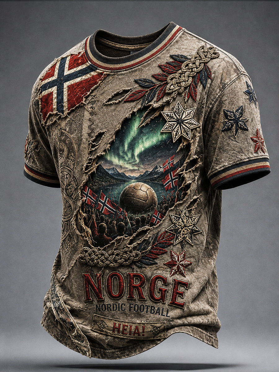 Retro nordisk vikingstil grafisk hverdags-T-skjorte