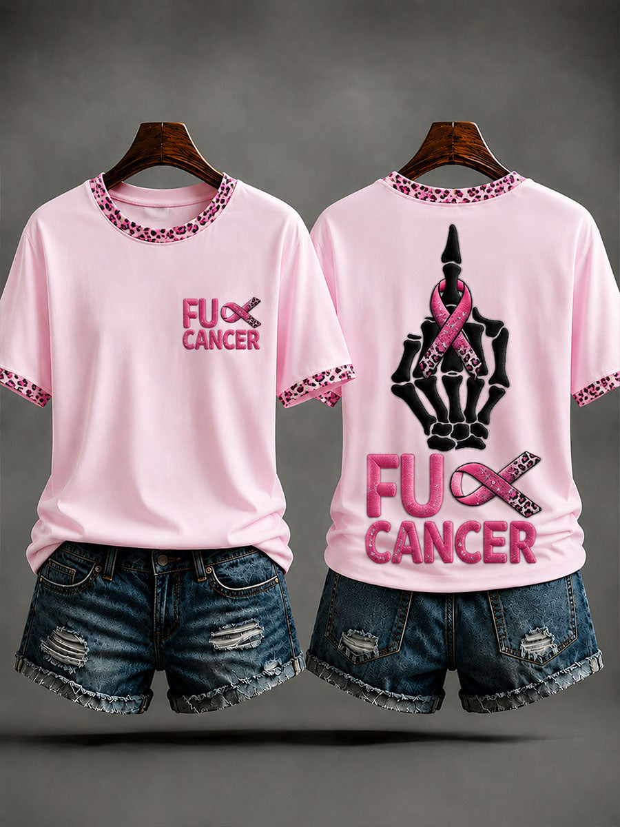 Kvinnors “Fuck cancer” Pink Ribbon Bröstcancer medvetenhet T-shirt