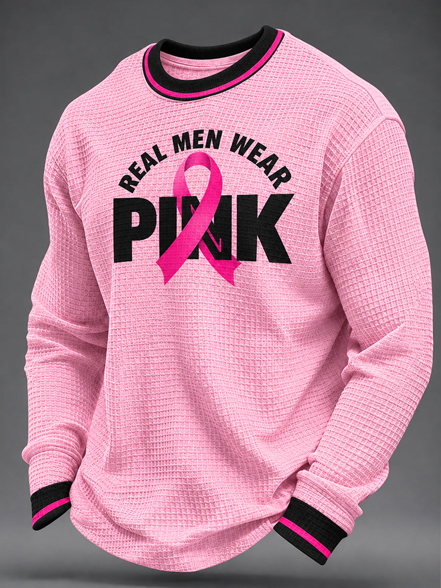 Mäns bröstcancer medvetenhet Riktiga män bär rosa våffle tröjan