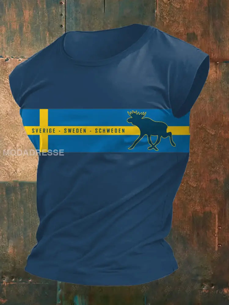 Tryckt väst till män blå / S