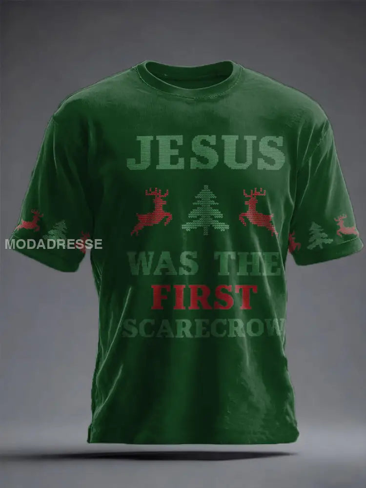 Unisex Rolig jul Jesus var den första zombie tryckt T-shirt mörk gröna / S