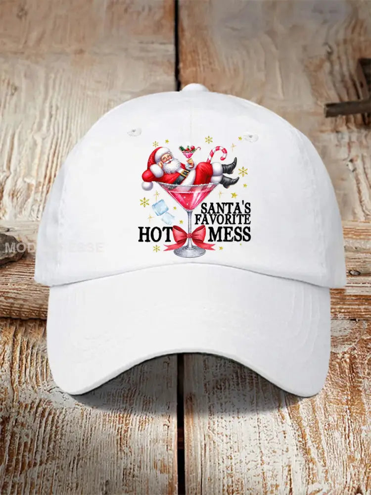 Unisex Rolig jul tomtens favorit Hot Mess hatt vit. / ONE