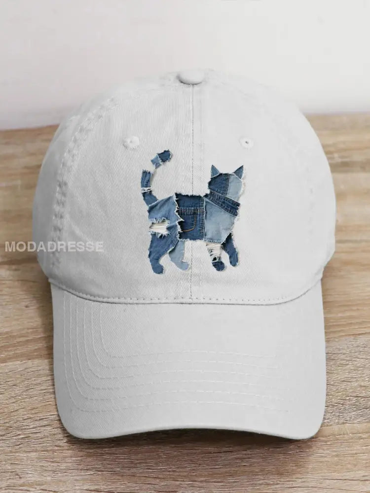 Unisex söta katt mönster mönster konst hatt vitt / JM