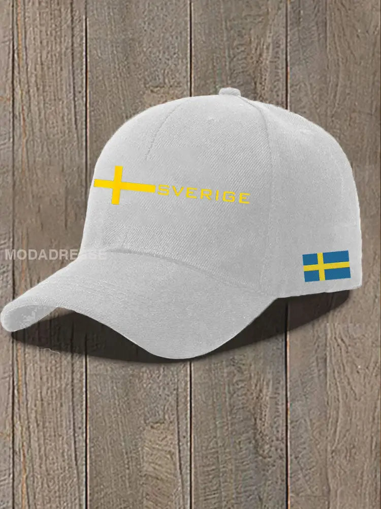 Unisex Sverigesk utskriftshatt vitt / JM