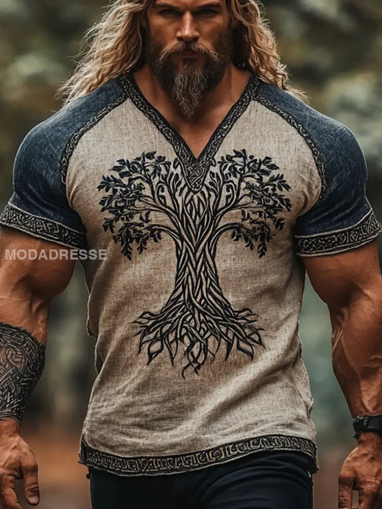 Viking bomull och linne T-shirt Aprikot / S