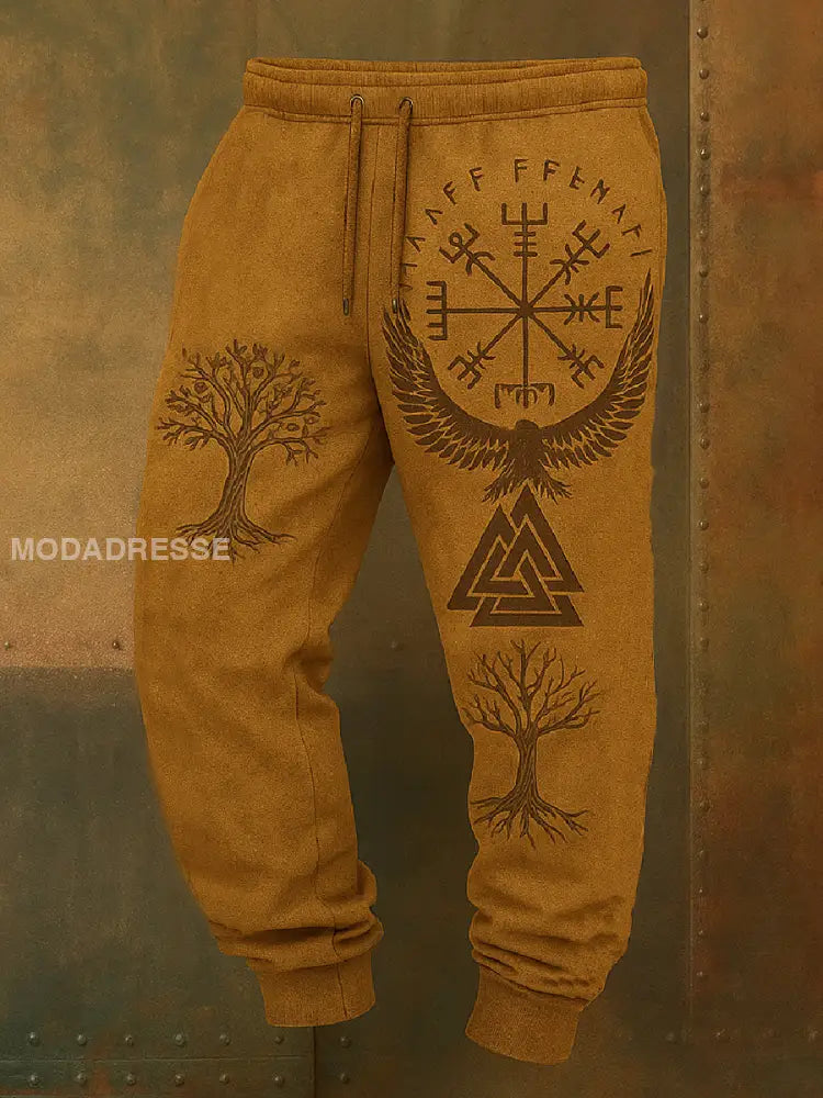 Viking Unisex Runes Eagle & Liv träd grafik Jogging byxor som bild / S