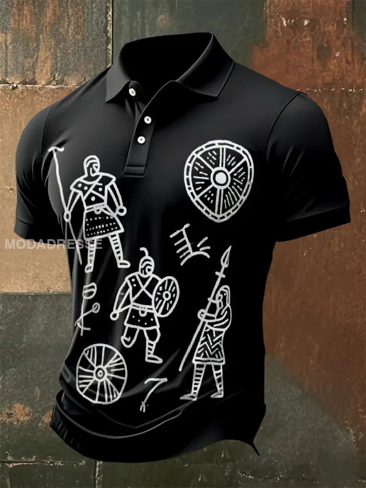 Vintage Alta Petroglyph Print Casual Pikétröja För Män som bild / S