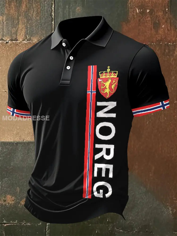 Vintage norsk flagg Tema Polo skjorte som bilete / M