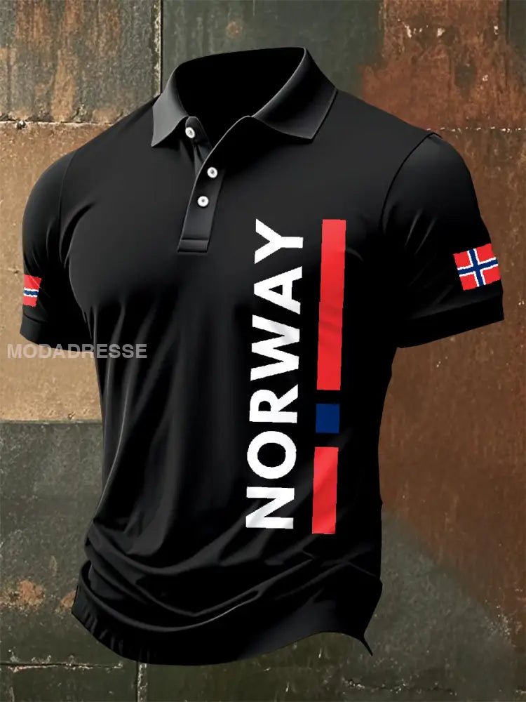 Vintage norsk flagg Tema Polo skjorte som bilete / M