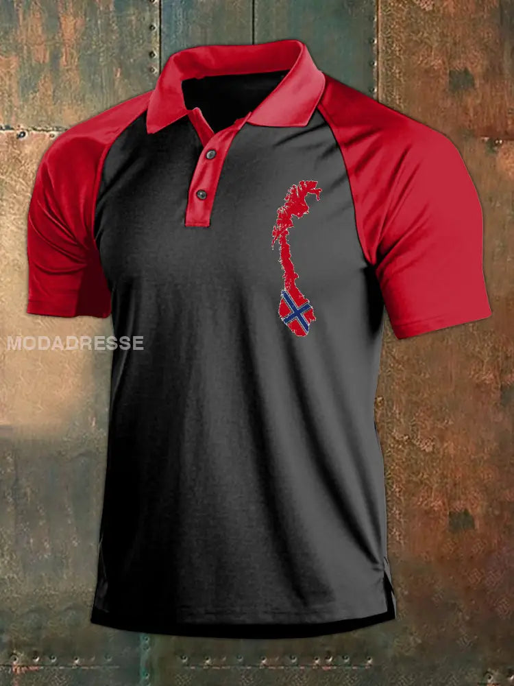 Vintage norsk flagg Tema Polo skjorte som bilete / M
