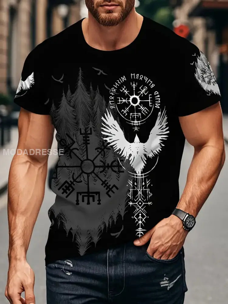 Vintage Svensk Viking Print T-shirt A / S