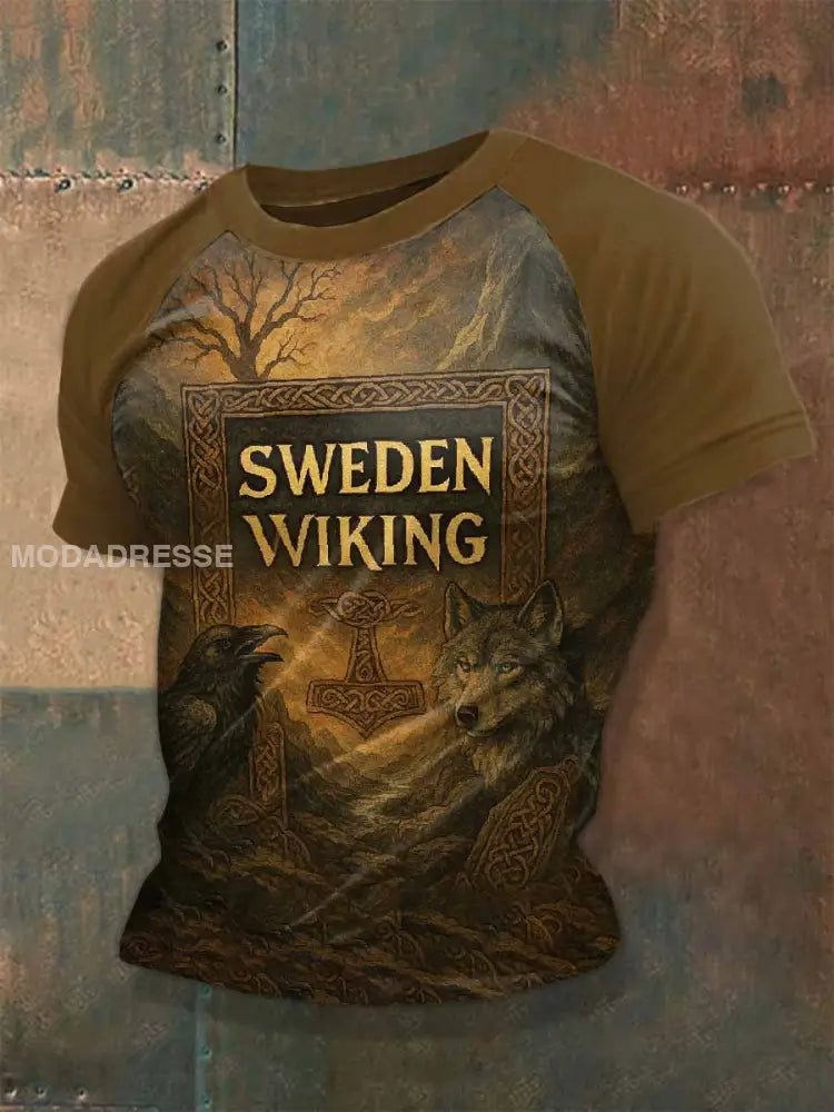 Vintage Svensk Viking T-shirt För Män som bild / S