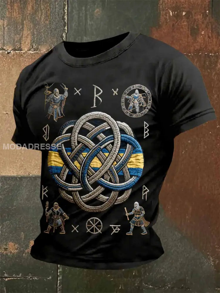 Vintage Svensk Vikingatröja För Män Casual T-shirt som bild / S