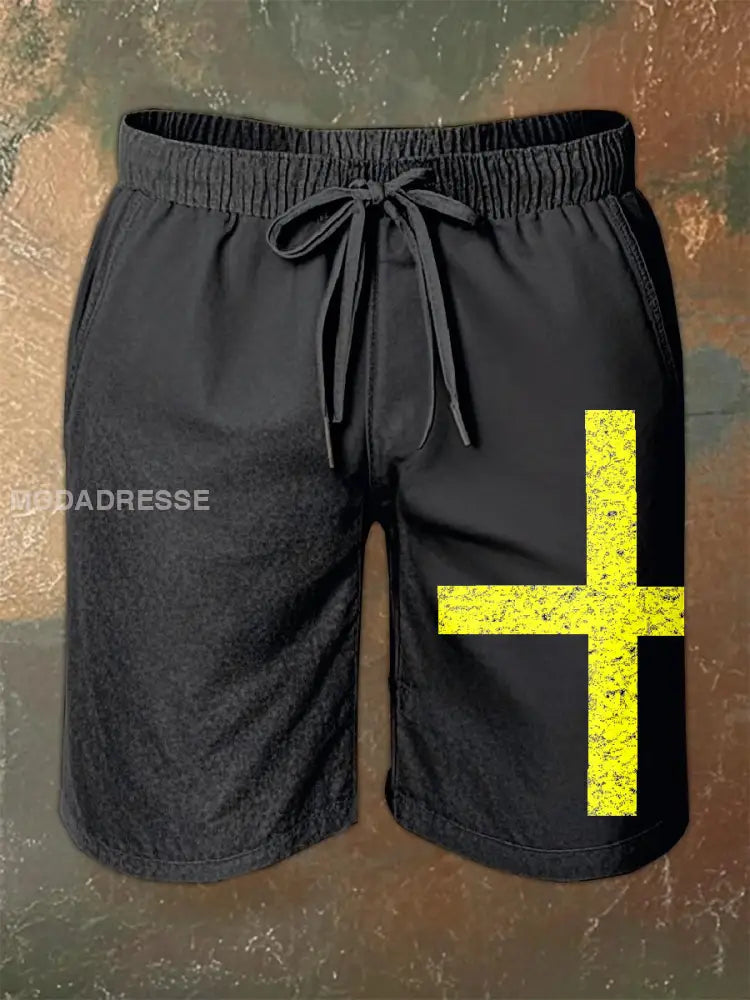 Vintage Svenska Flag Tema Print Casual Shorts som bild / S