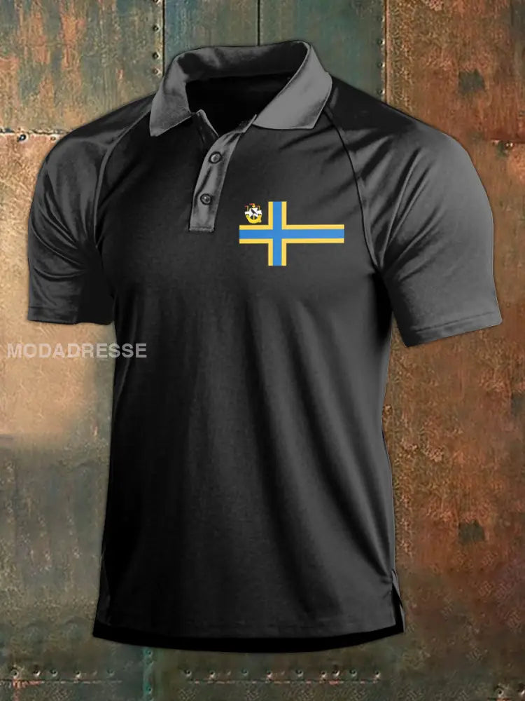 Vintage Svenska flagg Tema Polo tröj som bild / M
