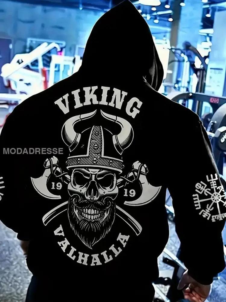 Vintage Svenska Viking Tryck Hooded Sweatshirt A / S