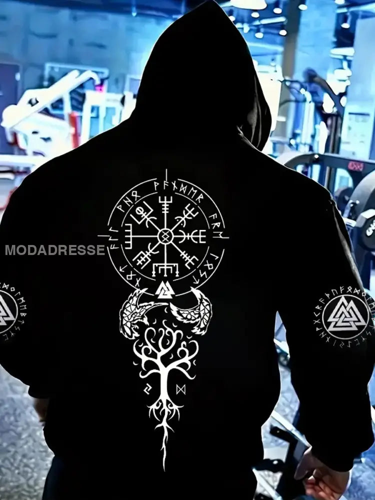 Vintage Svenska Viking Tryck Hooded Sweatshirt A / S