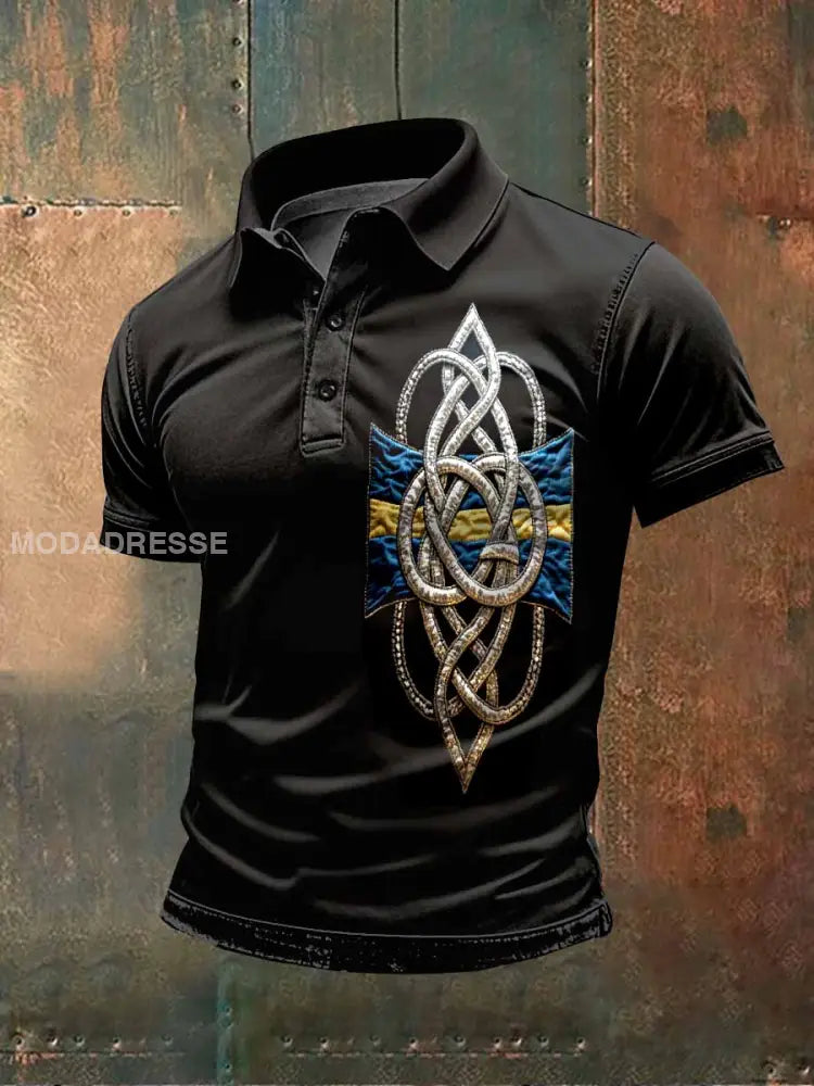 Vintage Viking Celtic Knut Tryck Mäns Casual T-shirt som bild / S