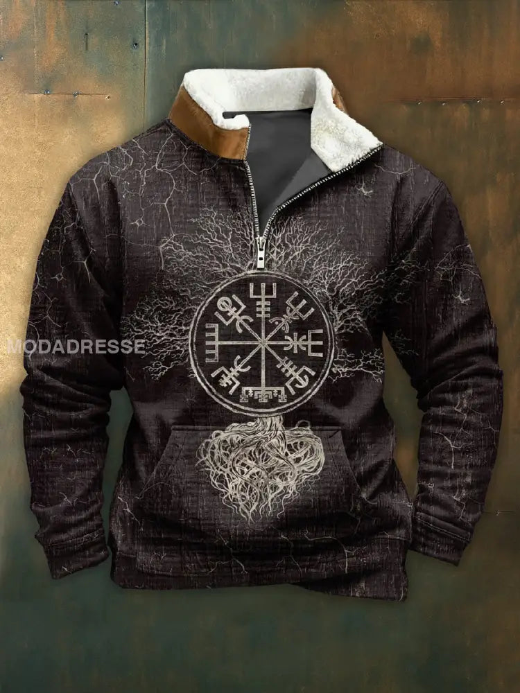 Vintage Viking Dragkedja Tröja För Män som bild / S