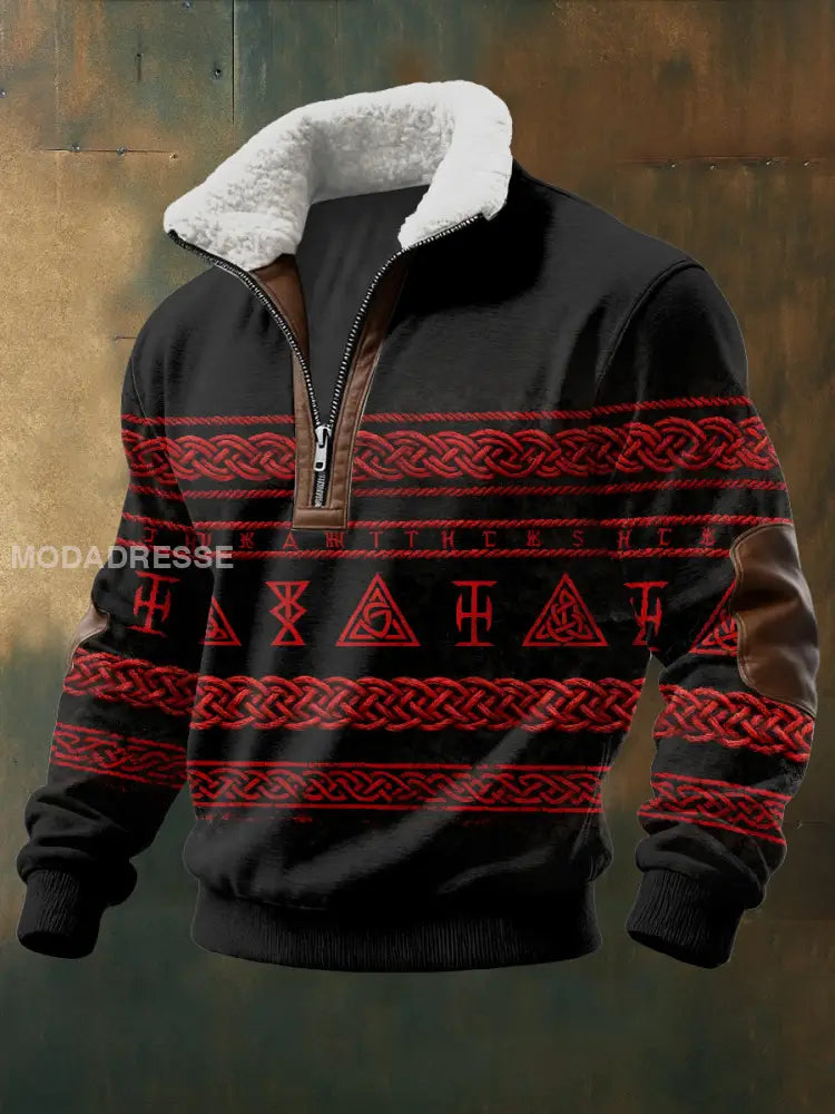 Vintage Viking Dragkedja Tröja För Män som bild / S