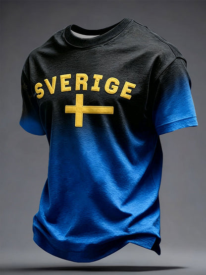 Mäns Sverige Patriot Tryckt T-shirt