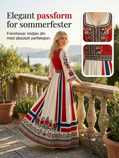Damekjole i nordisk skandinavisk stil med blomstermaleri