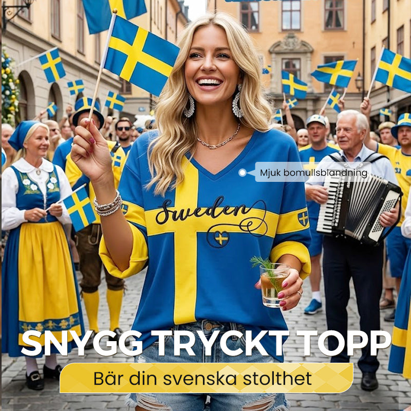 Dammtröja med tryckt mönster och v-ringning