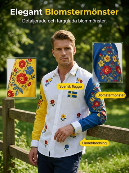 Herrkläder Svensk midsommarfest konsttryck långärmad tröja