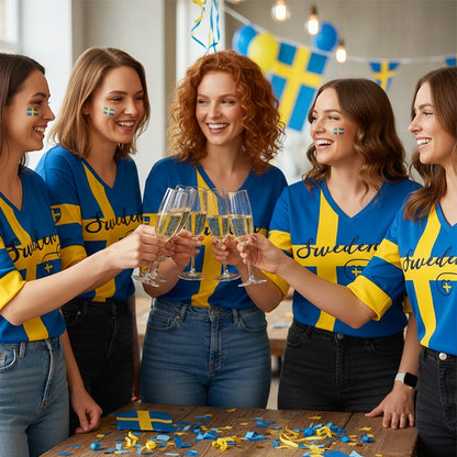 Dammtröja med tryckt mönster och v-ringning